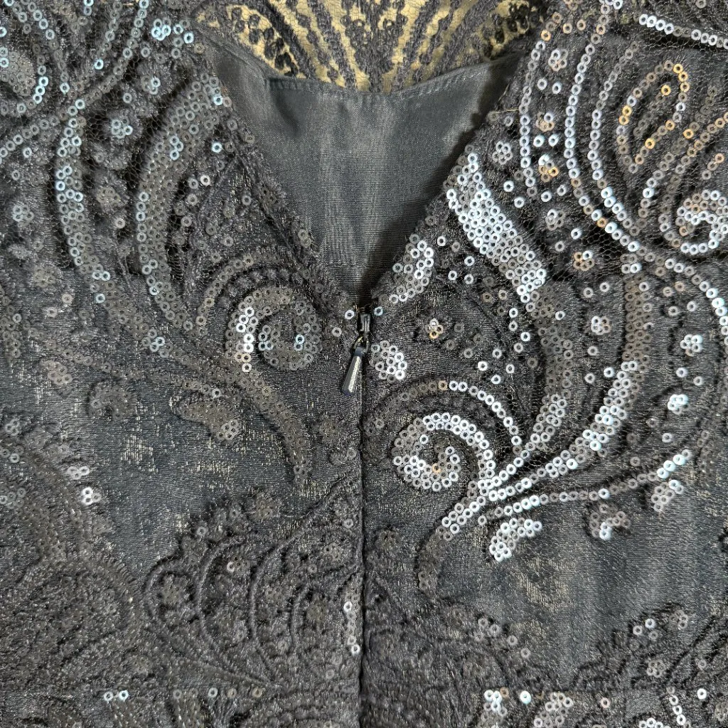 Jenny Yoo Sequin Lace Corset Sheath Mini Dress Womens 8 Navy Formal Wedding Chic - Image 10