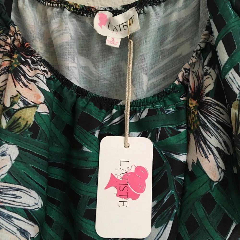 L’atiste off the shoulder jumpsuit S Green - Image 7