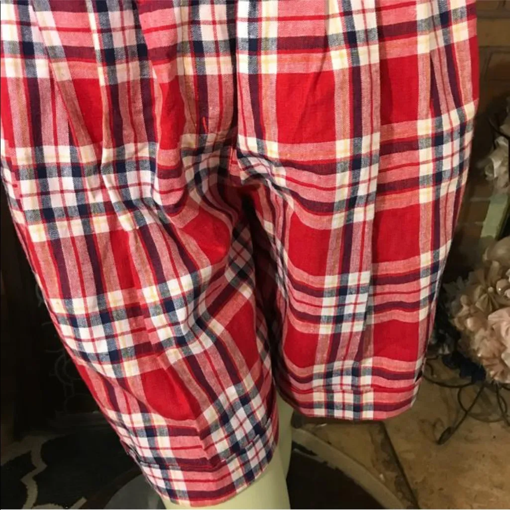 JJ FARGO RED & BLUE PLAID PLEATED VINTAGE SHORTS WITH BELT NWT (11/12/M) Size M - Image 10