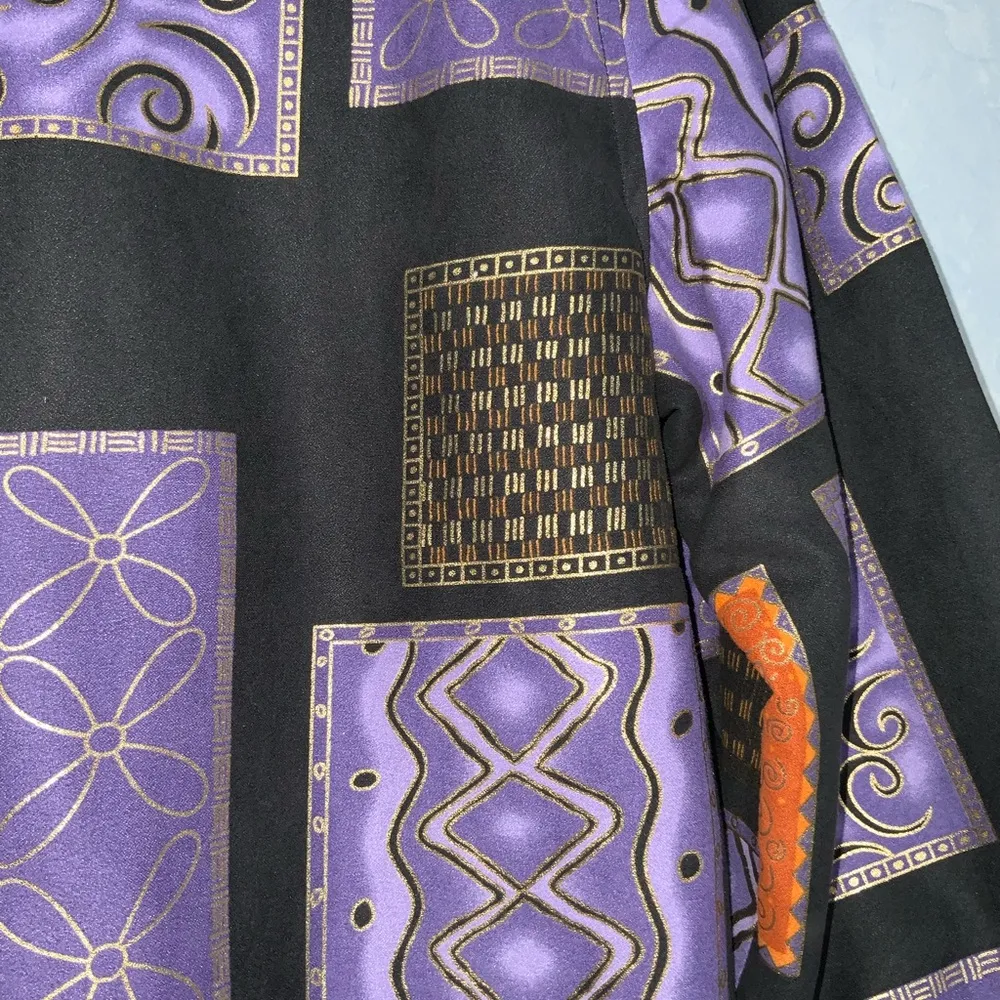 Drapers & Damons 80s Bomber Purple Orange Black & Gold Metallic Festive Jacket S - Image 7