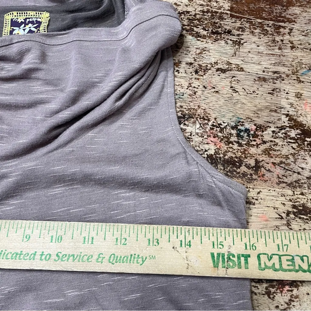 Free People Tan Cowl Neck Sleeveless Draped Pleated‎ Mini Tank Dress Size M - Image 5