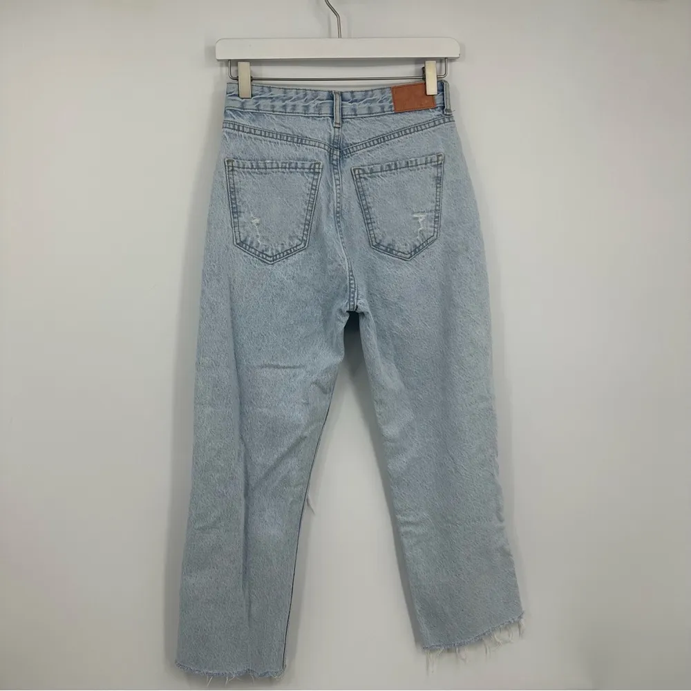 Zara Distressed Button Fly Mom Jeans Size 2 High Waisted - Image 8
