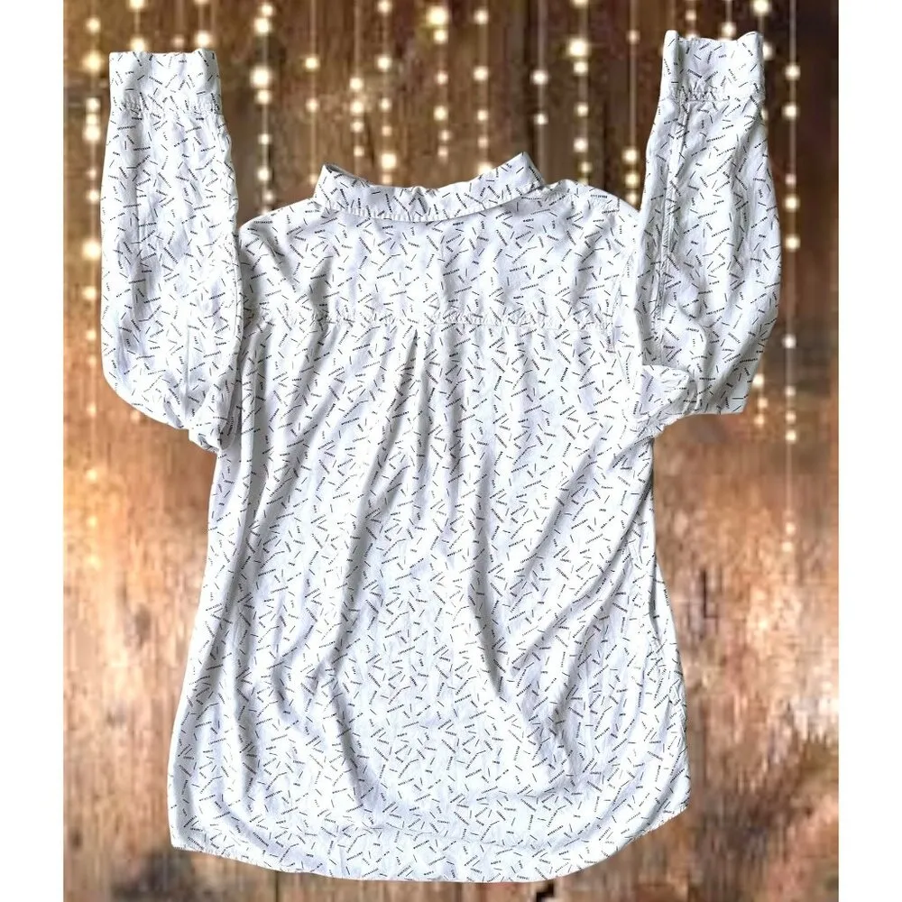 Cosmic Blue Love Roll Tab Sleeve Shirt XL White Hi Low New York Paris Traveler - Image 10