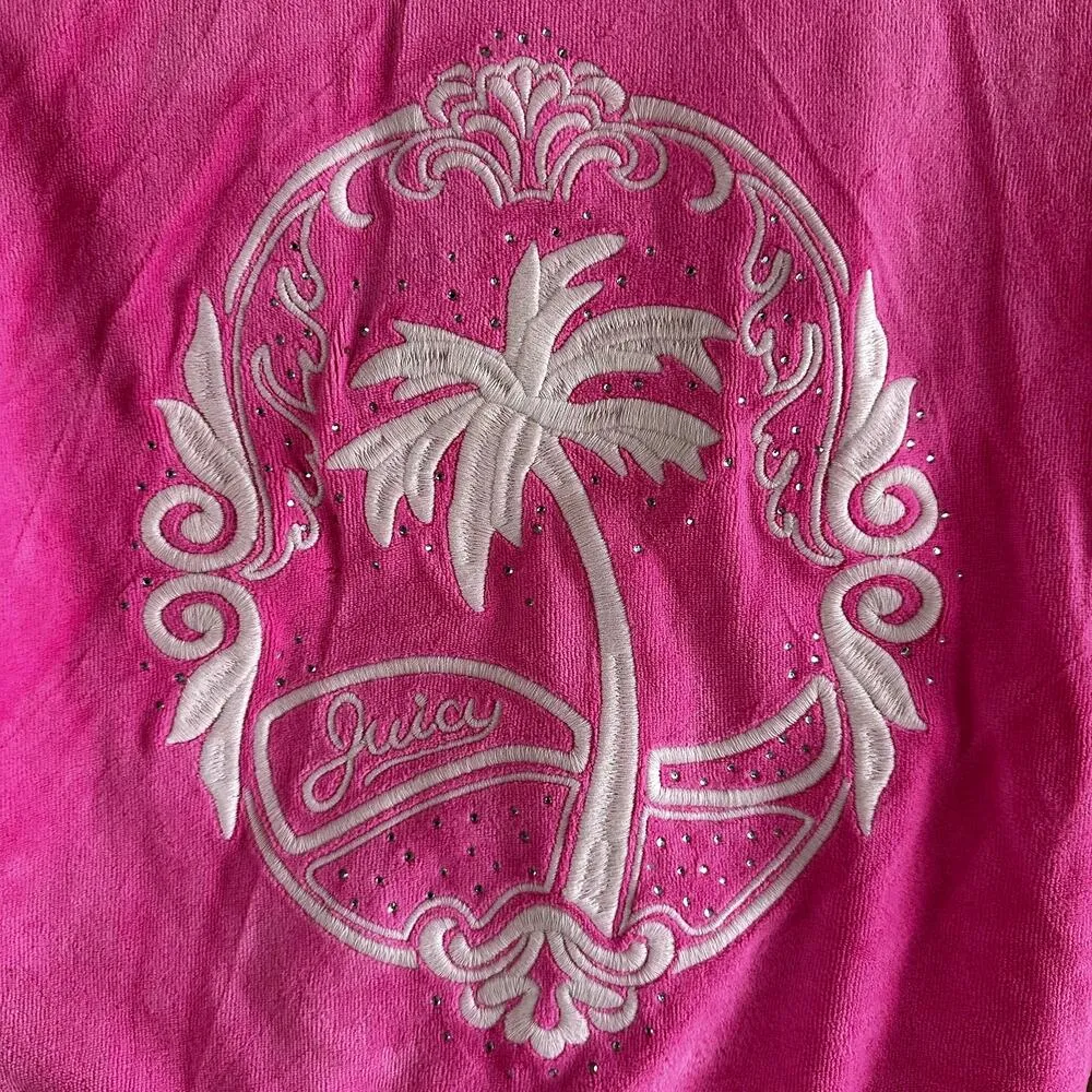 Juicy Couture Hoodie Jacket Full Zip Embroidered Graphic Pocket Chic Hot Pink 12 - Image 3