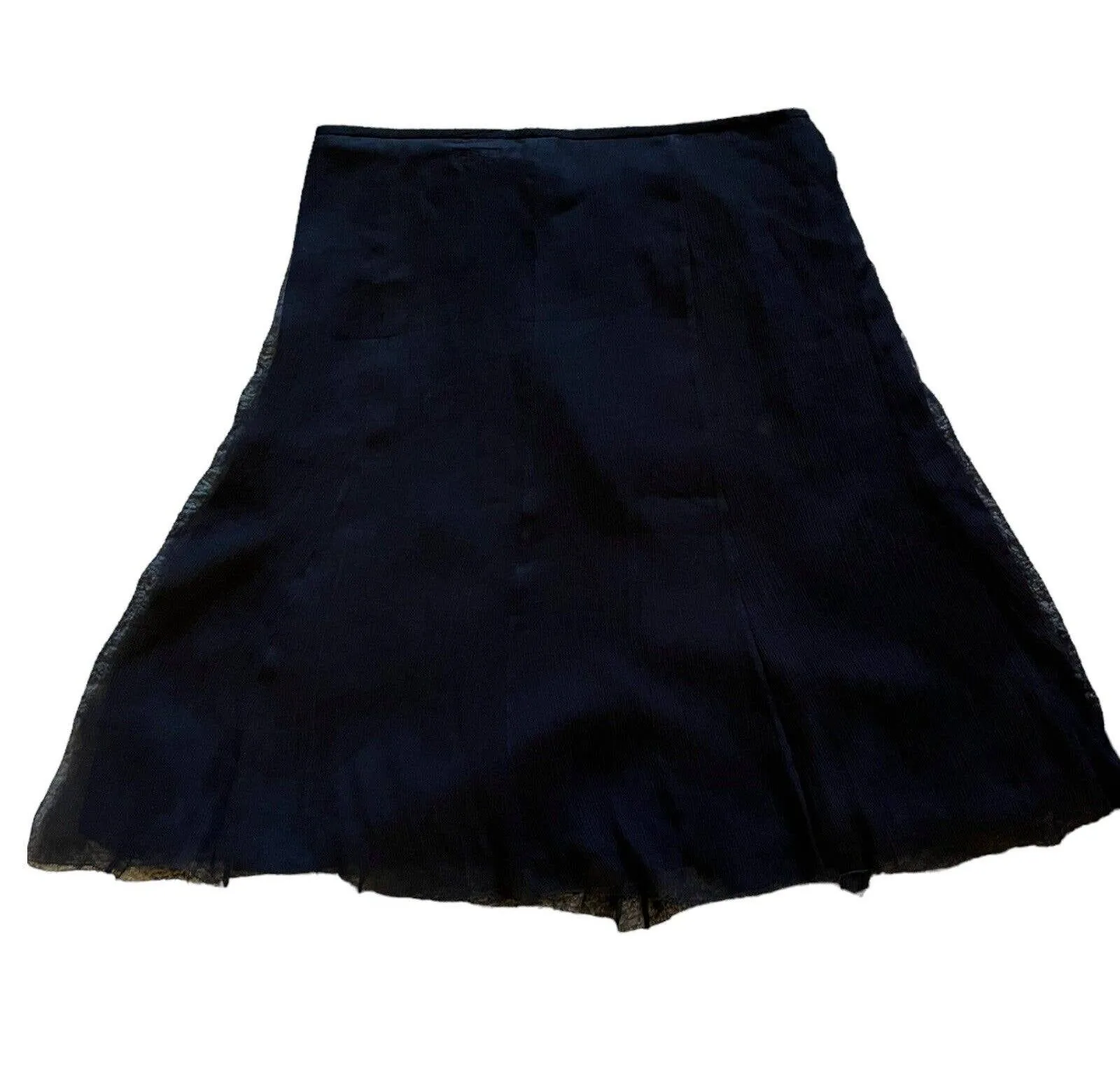 INC International Concepts Black 100% Silk Knee Length A Line Skirt Size 8 - Image 1