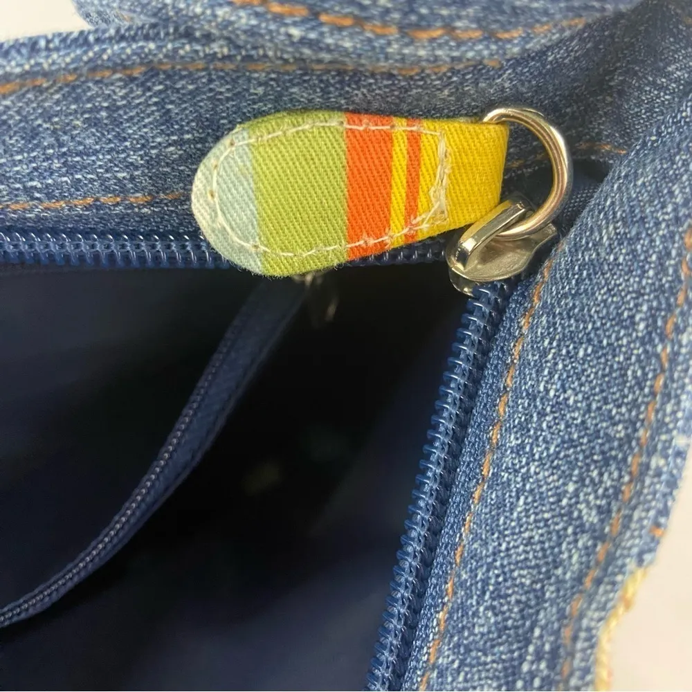 Longaberger Denim and Flowers Striped Shoulder Bag Collector’s Item - Image 5