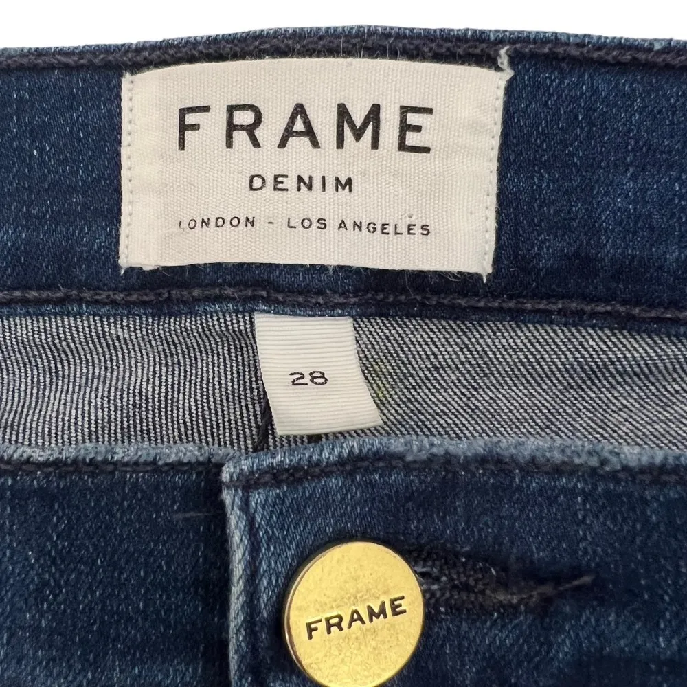 FRAME Le Skinny De Jeanne Crop Jeans in Cantine Wash Frayed Hem Size 28 - Image 10