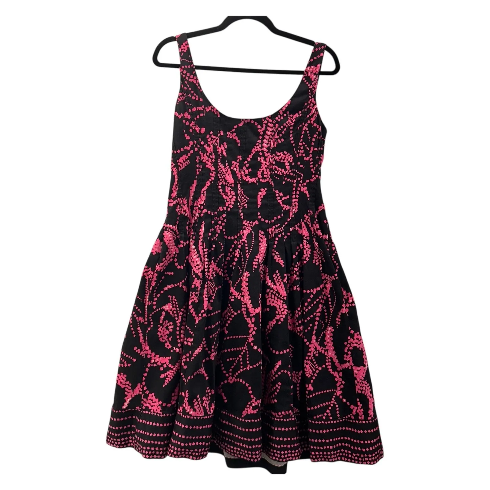 Jones New York Fit & Flare Dress Black Pink‎ 10 - Image 2