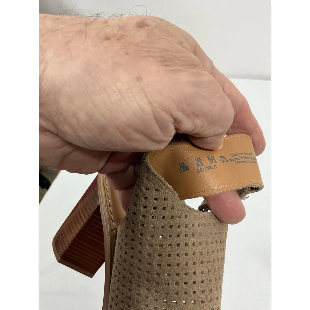 Womans Franco Sarto Delores Sandals 7.5 M Brown Vented Open Toe Slingback Heel - Image 7