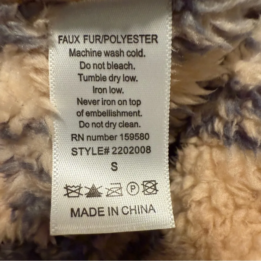 Pink Lily 1/4 Zip Long‎ Sleeve Sherpa Fleece Pullover Brown Black Size Small - Image 6