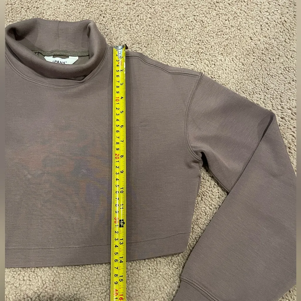 SPANX Brushed Ae Bolero Taupe Crop Top Open Back - Image 6