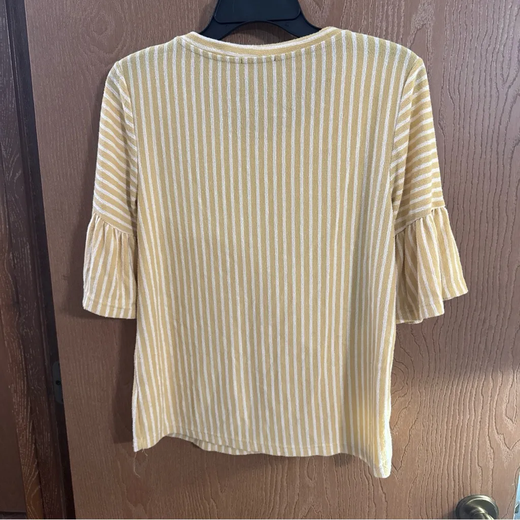 Anthropologie W5 Top Womens Medium Top Short Bell Sleeve Stretch Striped - Image 4