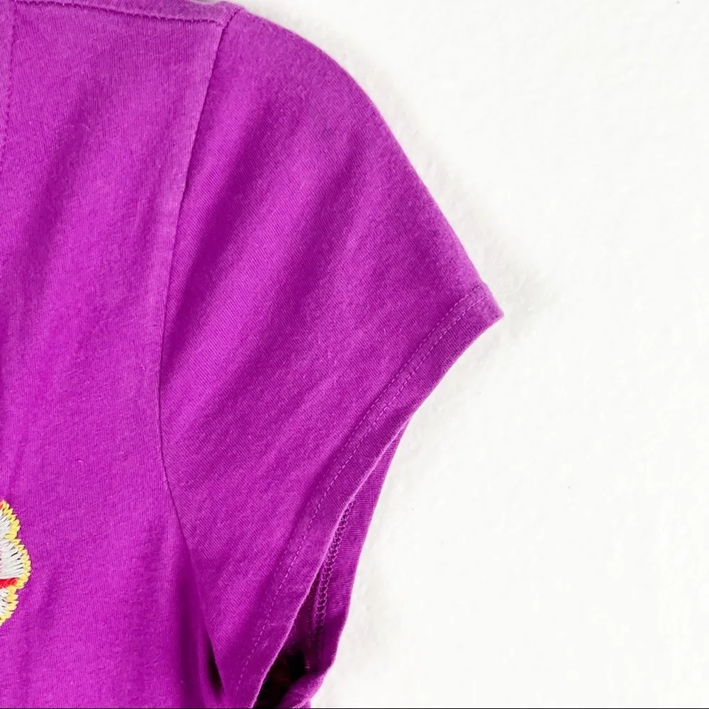 JOHNNY WAS Fuchsia Floral Embroidered Jersey Knit V-Neck Pockets Tunic Top XS - Image 9