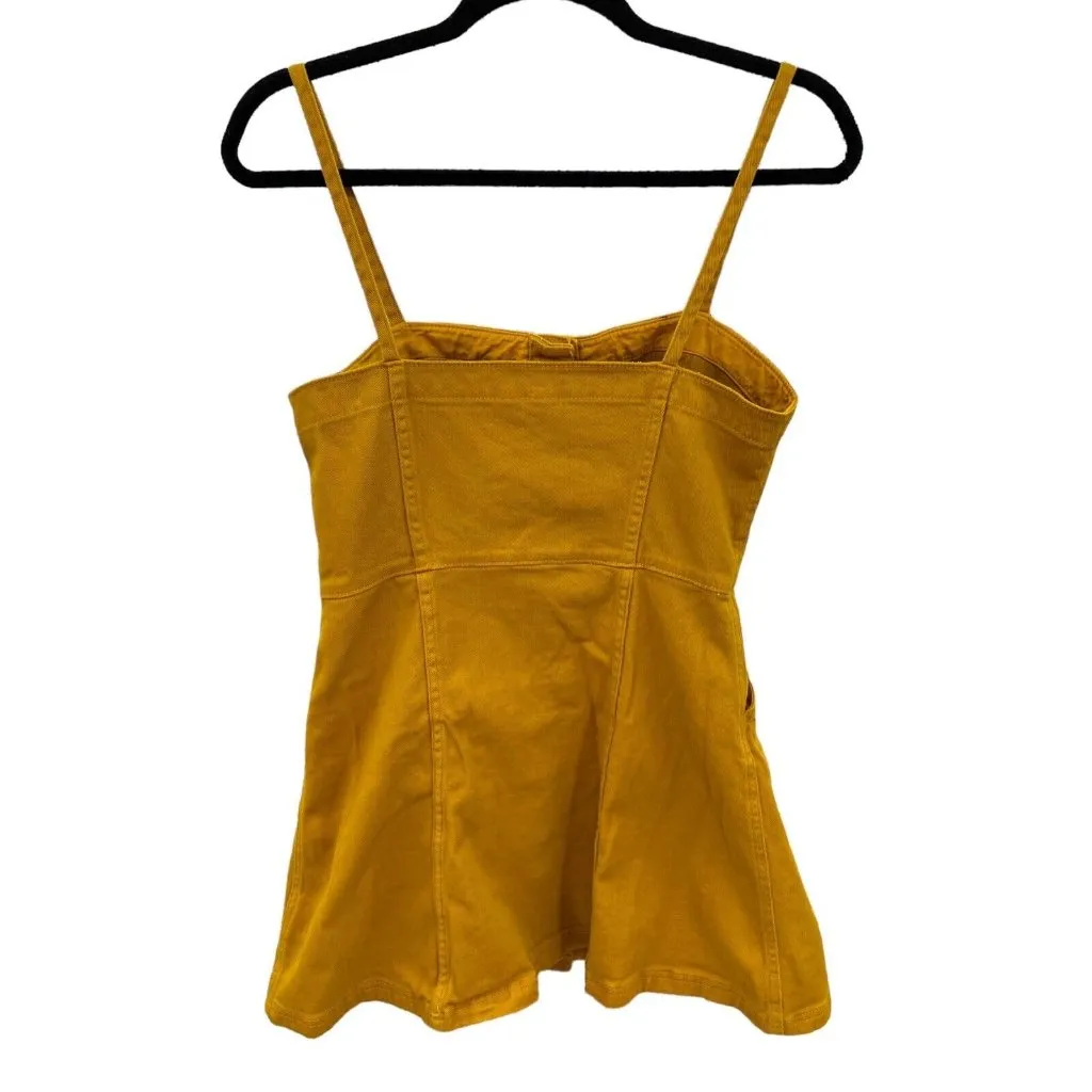 H&M Divided Women's 10 Mustard Yellow Button Front Mini Dress Sleeveless‎ Y2K - Image 4