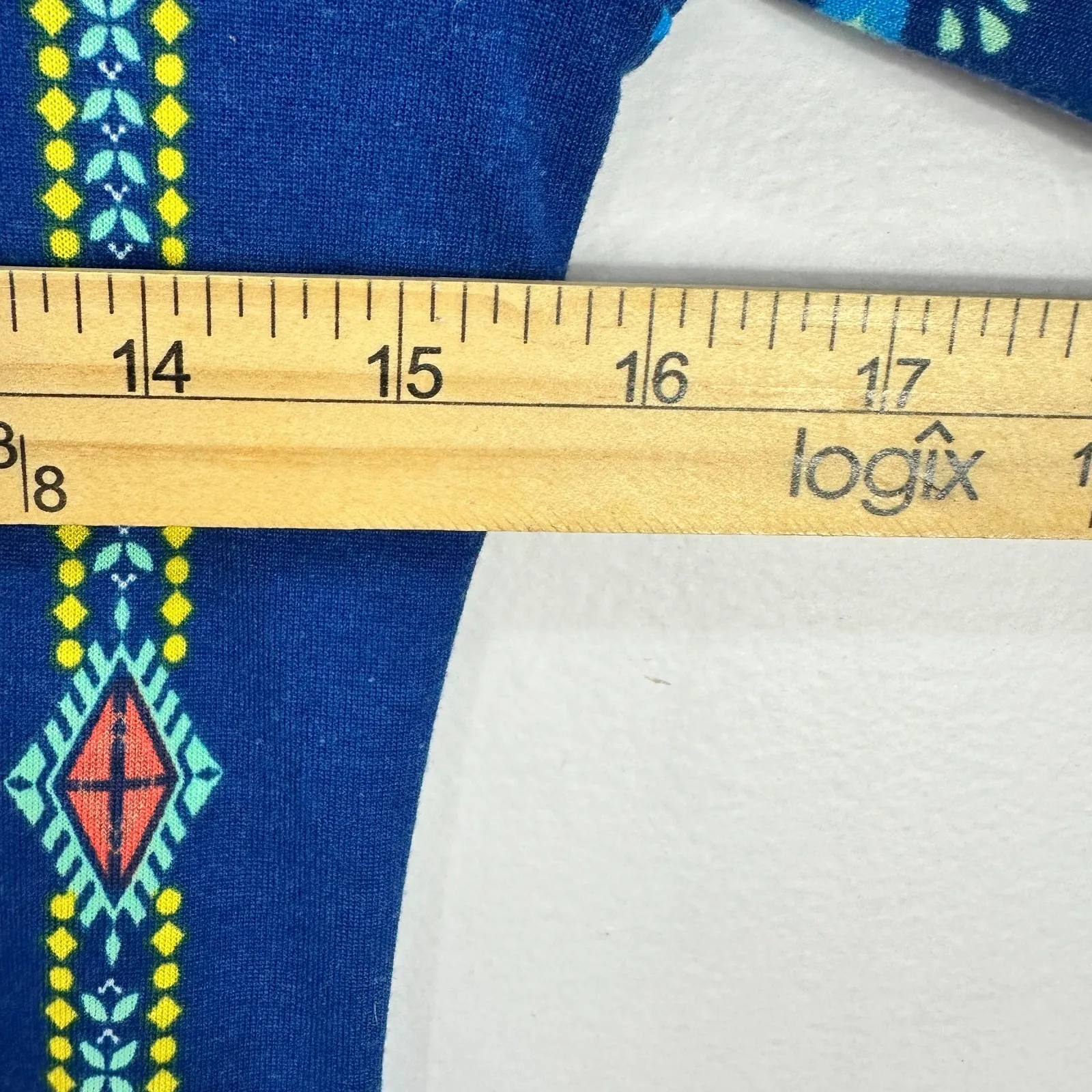 LuLaRoe Julia Dress XS Blue Colorful Tribal Geometric Boho Chic Festival Y2K - Image 5