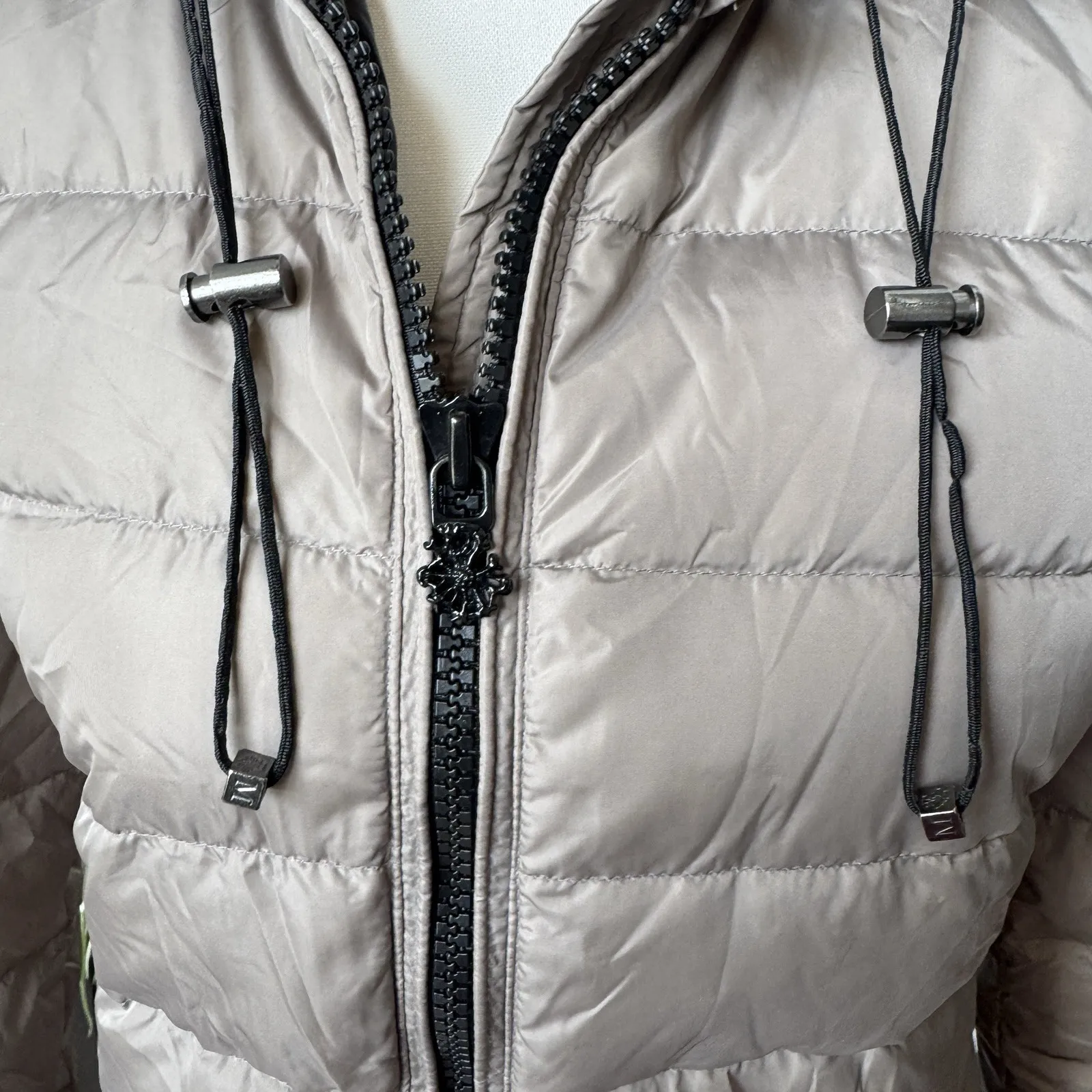 Scotch & Soda Maison Scotch Women's Down Puffer Jacket Taupe Double Hood Sz 1/Sm - Image 5