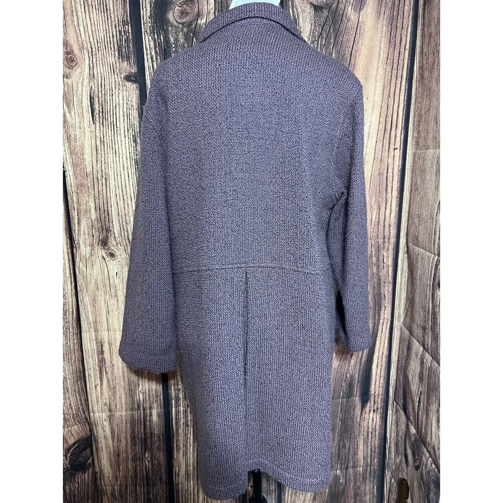 J. Jill Woman Sz M Petite Purple Wool Blend Long Cardigan Coat Capsule Preppy - Image 5