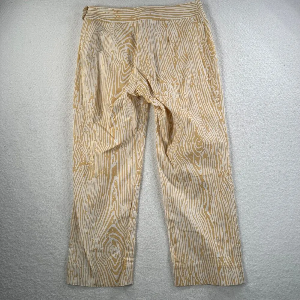 J. McLaughlin Cropped Pattern Pants Women’s Size 2 Gold Bark Print Flat Front - Image 9