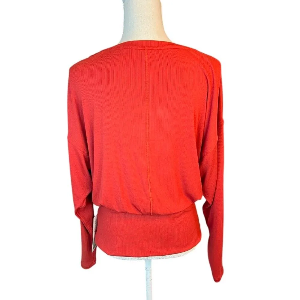 Lululemon rust ribbed modal silk blend long sleeve shirt NEW basics everyday Orange Size 12 - Image 6