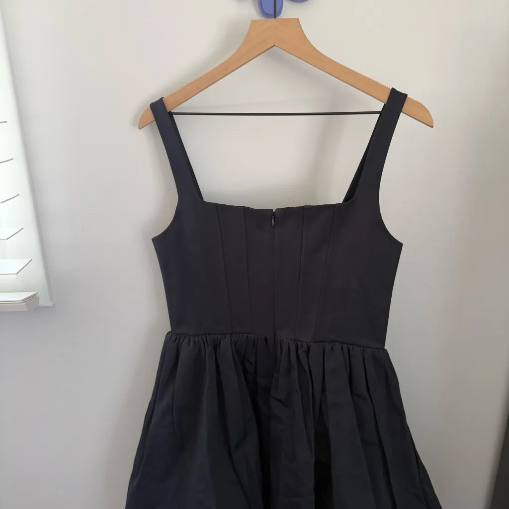 Staud 10 NWOT Landscape Dress Navy Fit & Flare Peplum Corset Evening Holiday - Image 5