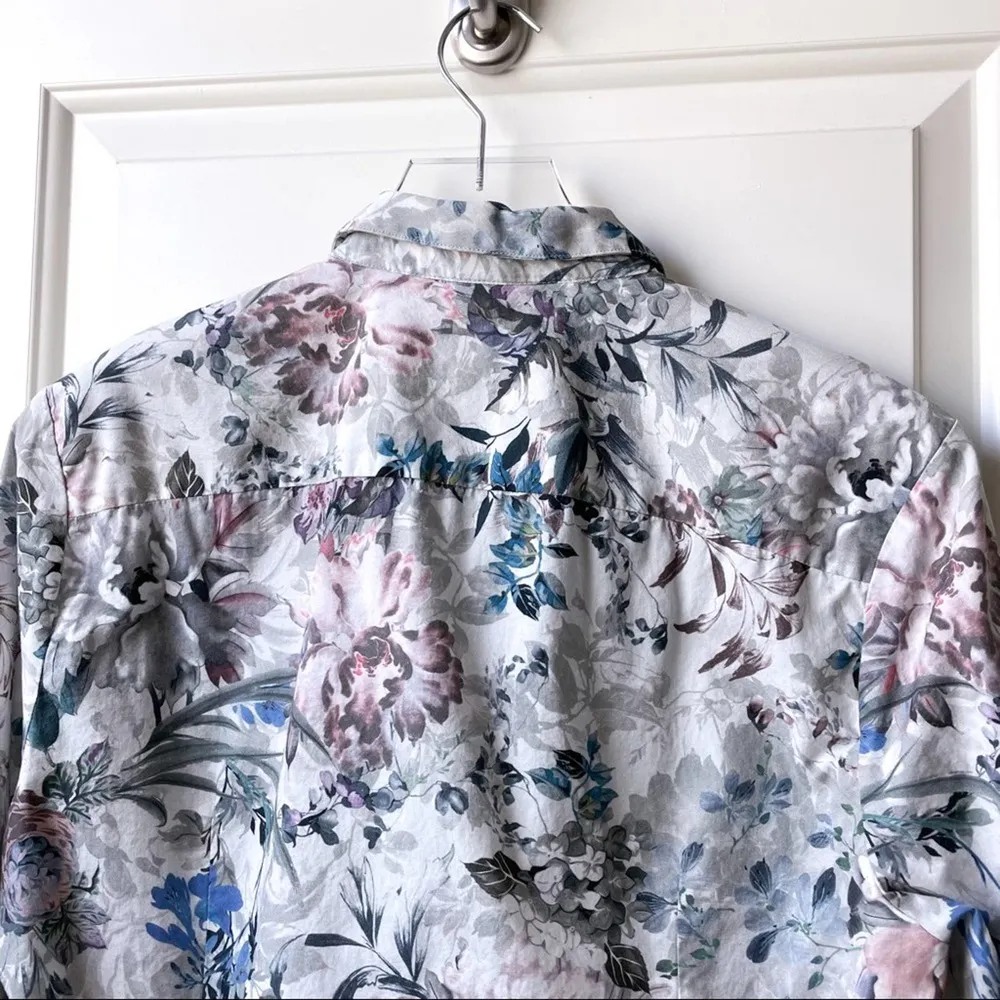 River Island Floral Button Down Collared Shirt Slim Fit Medium - Image 10