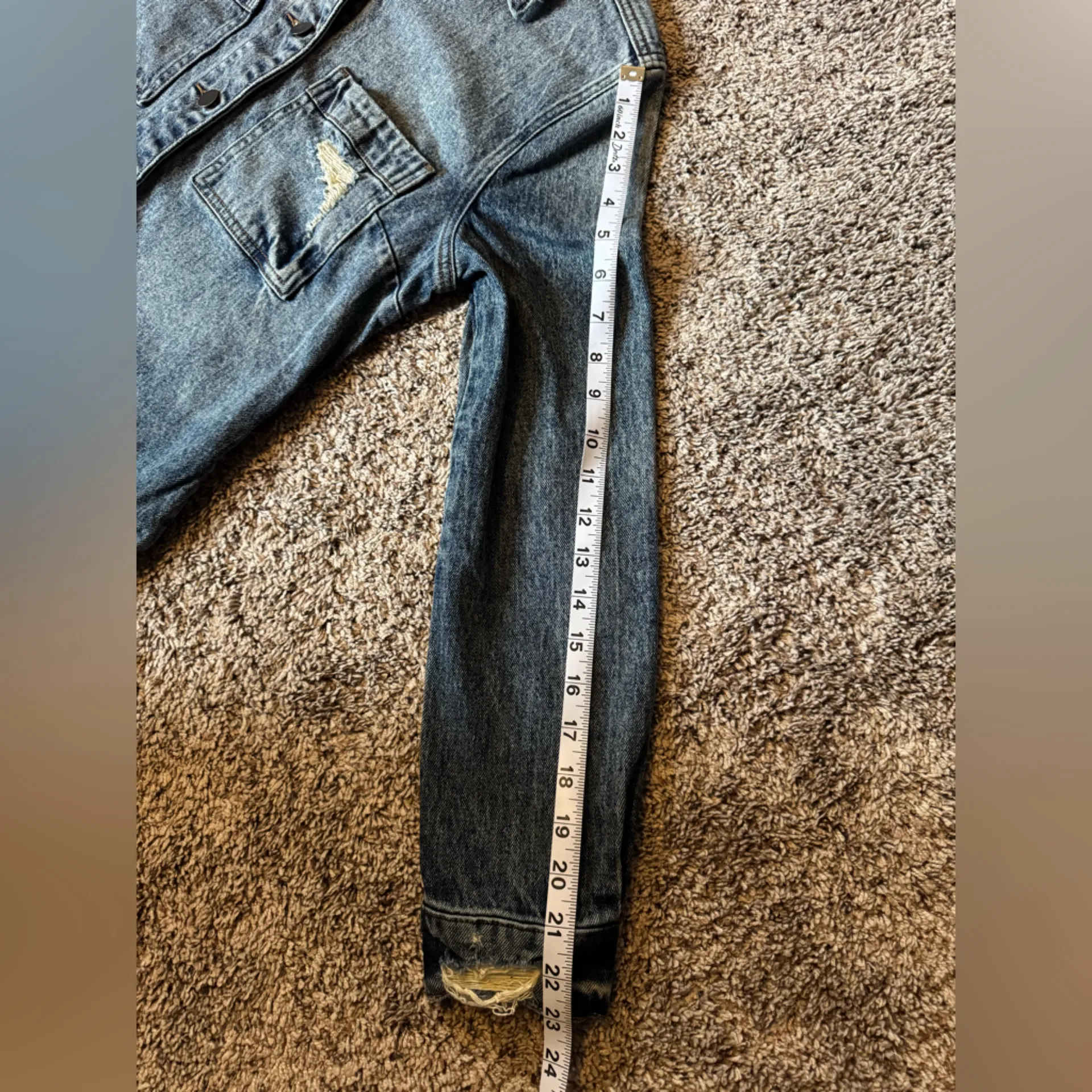 Kut from the Kloth Distressed Women’s XS Blue Denim Jacket - Image 8