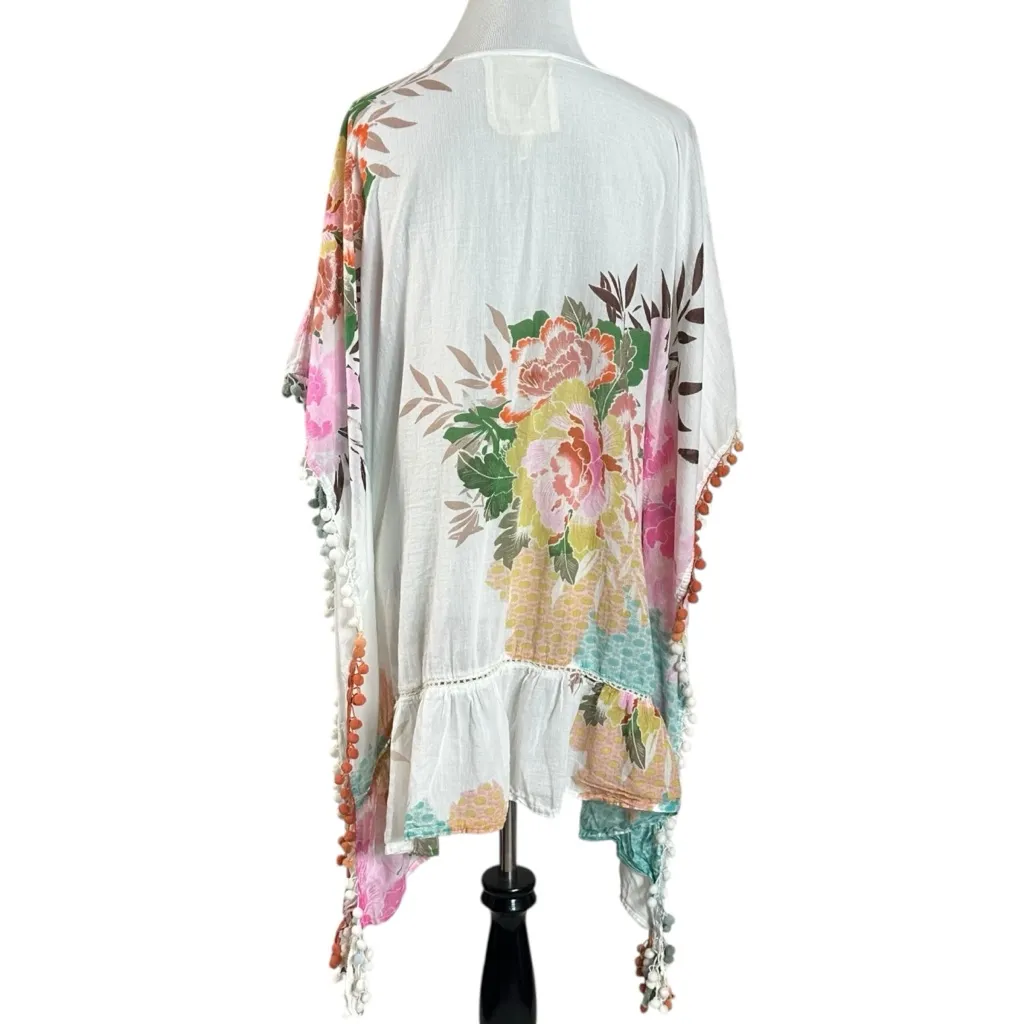 Anthropologie Z & L Europe Floral Pom Pom Kimono Tunic Coverup Bohemian OS - Image 9