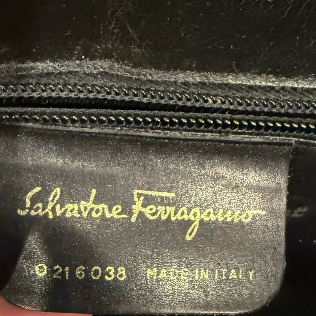 Vintage Salvatore Ferragamo Black Leather Shoulder for Saks Fifth Avenue - Image 4