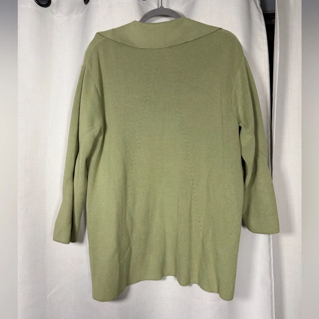Rag & Bone Sweater Amy Ribbed Sage Green Oversized Collared Sweater Small - Image 4