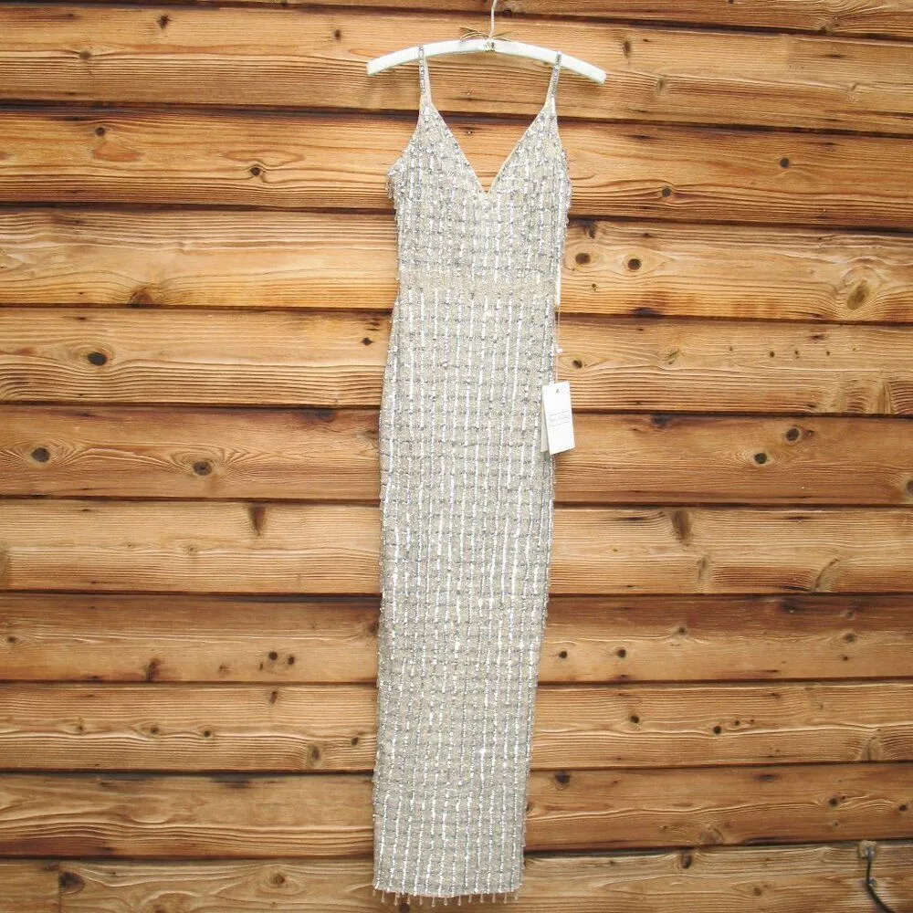 Mac Duggal 5394 Womens Chandelier GEOMETRIC EMBELLISHED V-NECK GOWN  Dress - Image 7