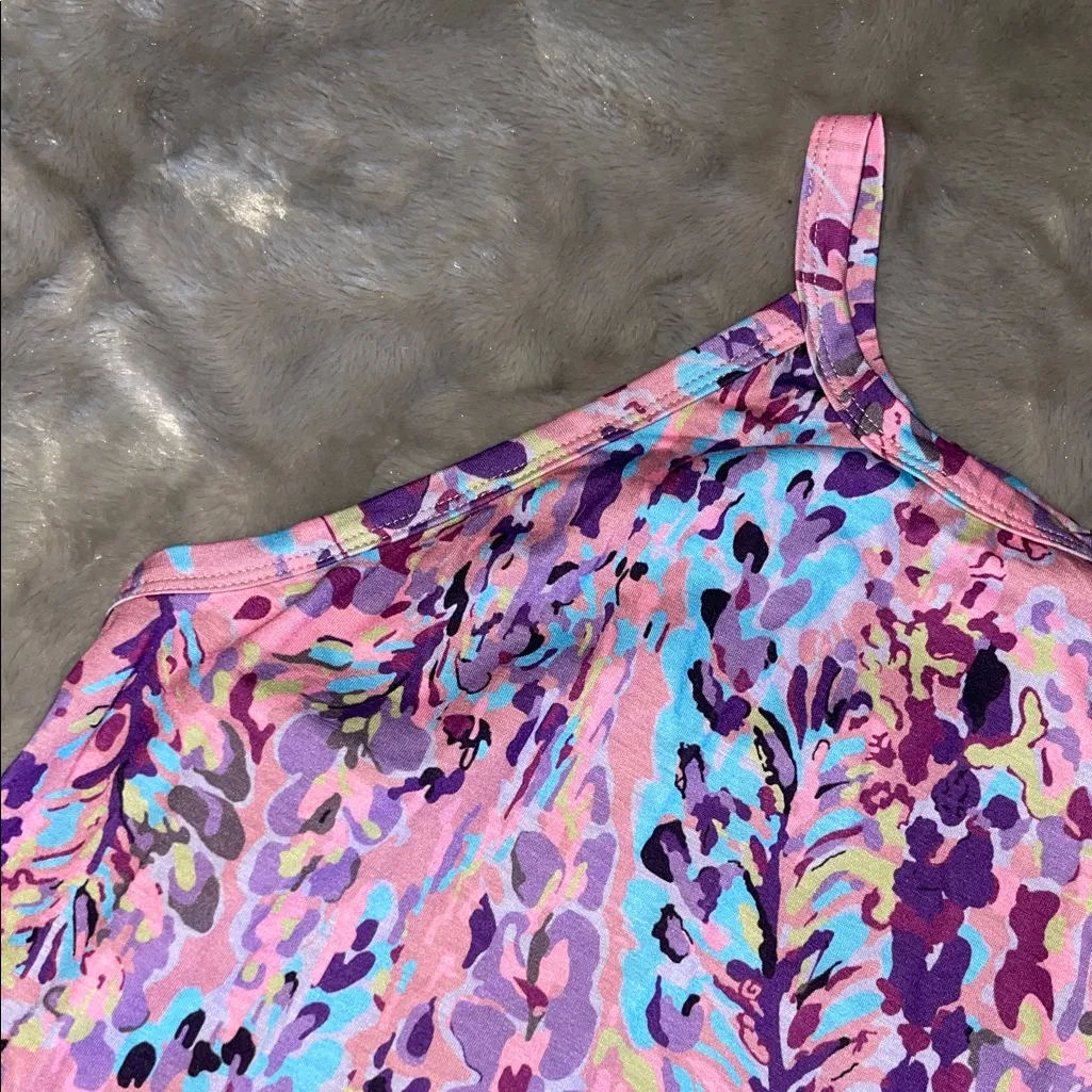 Multicolor Abstract Floral Racerback Tank Top - Image 9