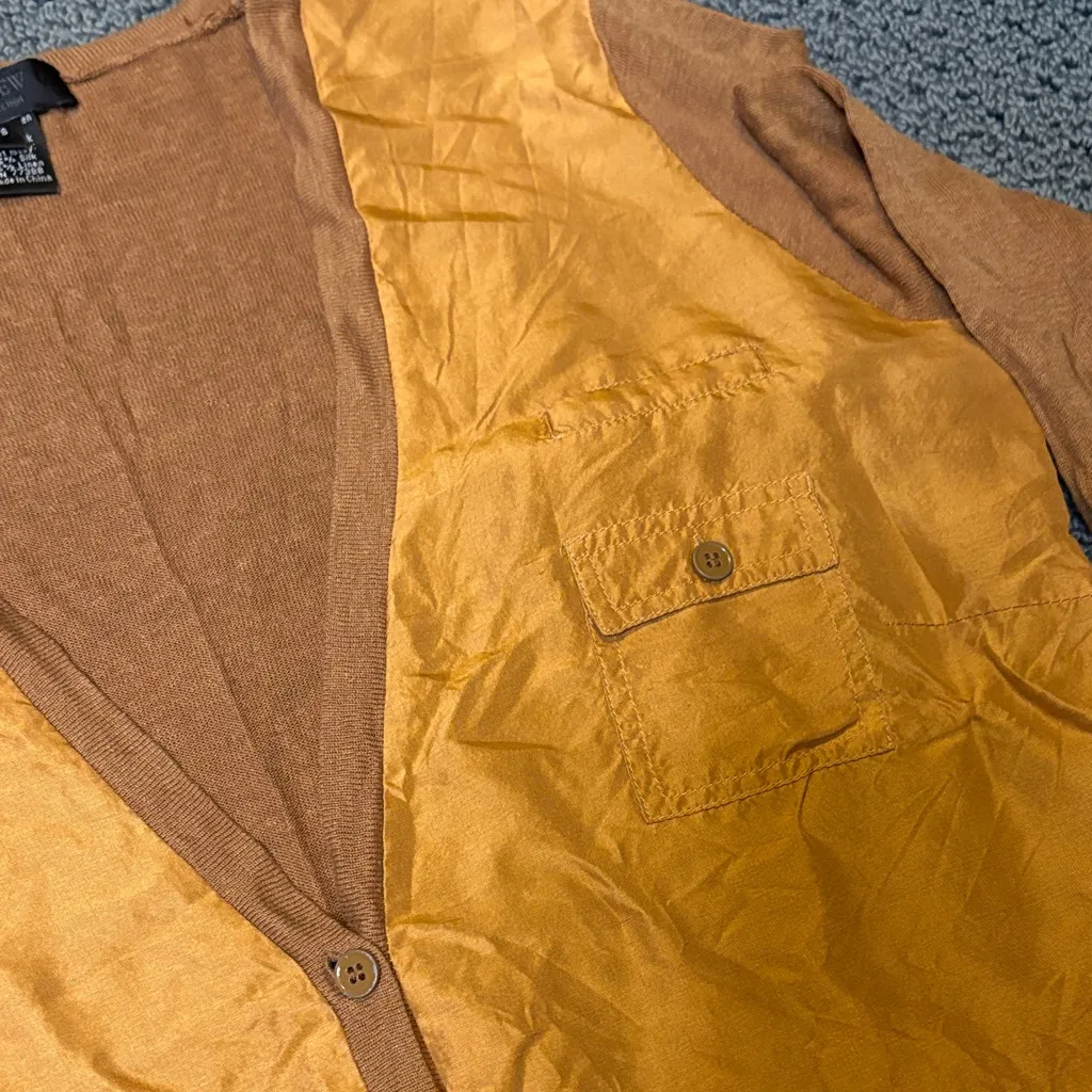 Vintage J. Crew Utility Cargo Silk & Linen Cardigan - Image 4