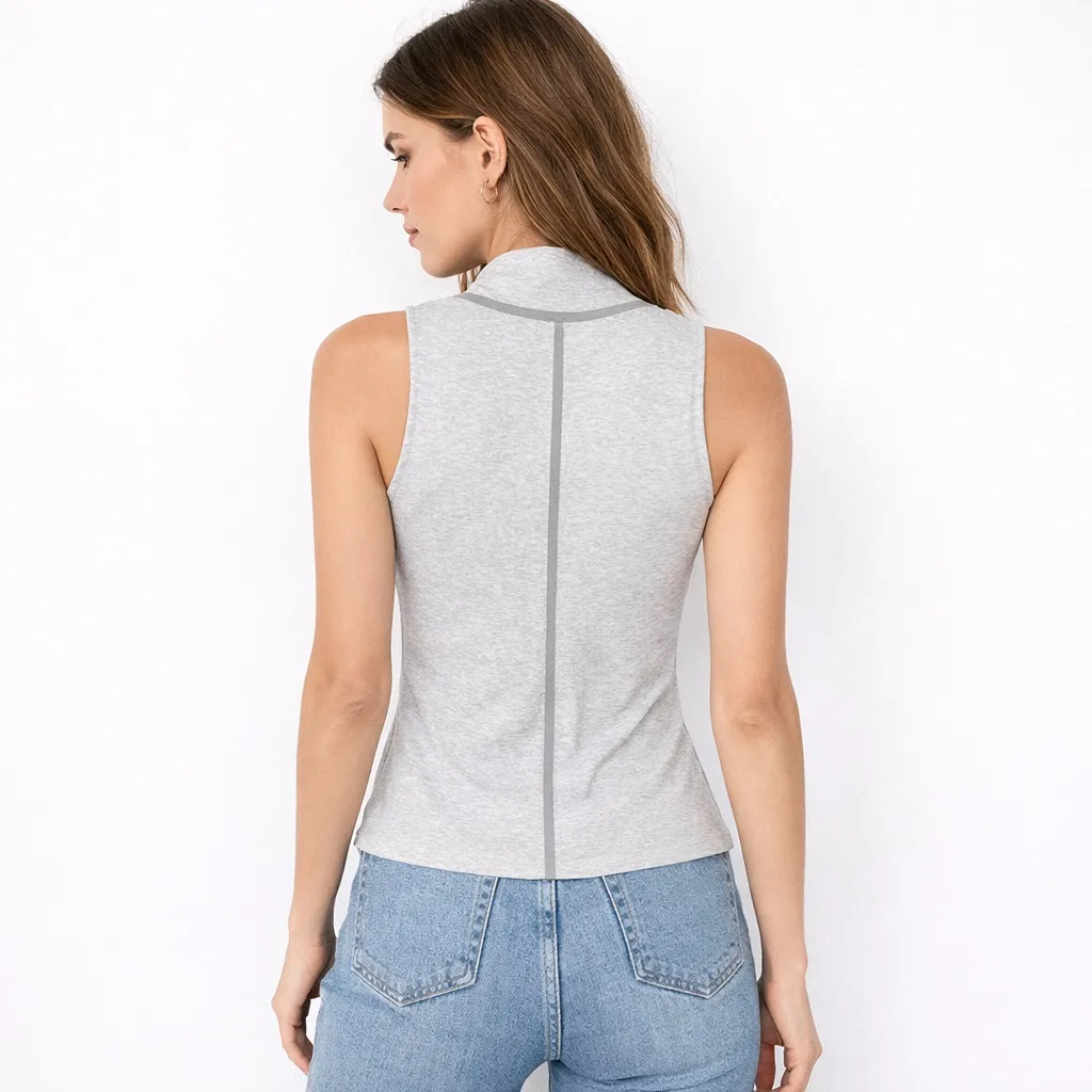 Athleta Industry Tank Top Womens Medium Grey Heather Sleeveless Athleisure Top - Image 5