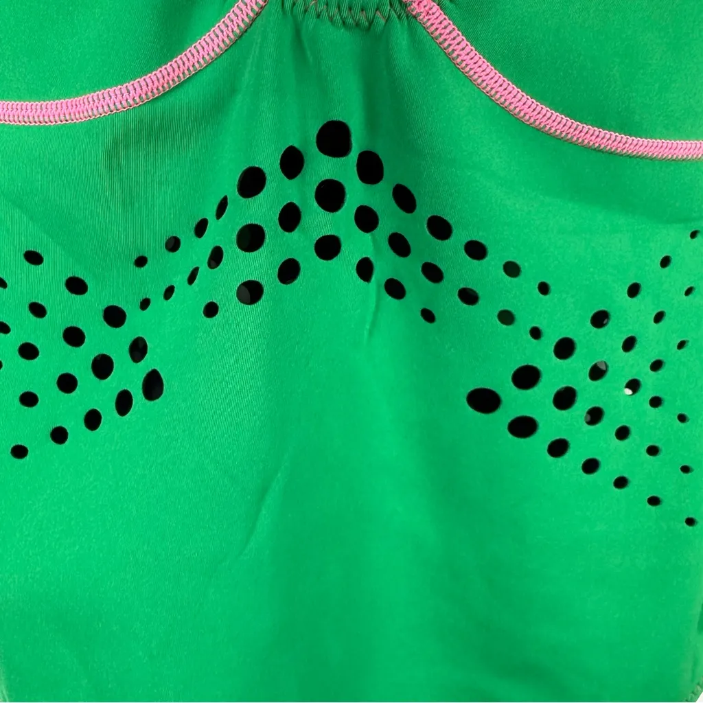 ROWLEY Cynthia Rowley Maui Perforated Racy V Neck Neoprene Swimsuit Large Women - Image 3