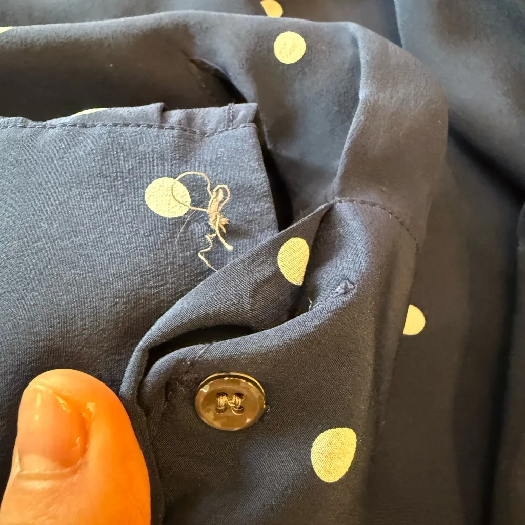 J.CREW Silk Polka Dot Popover Top Navy/White SZ 8 - Image 12