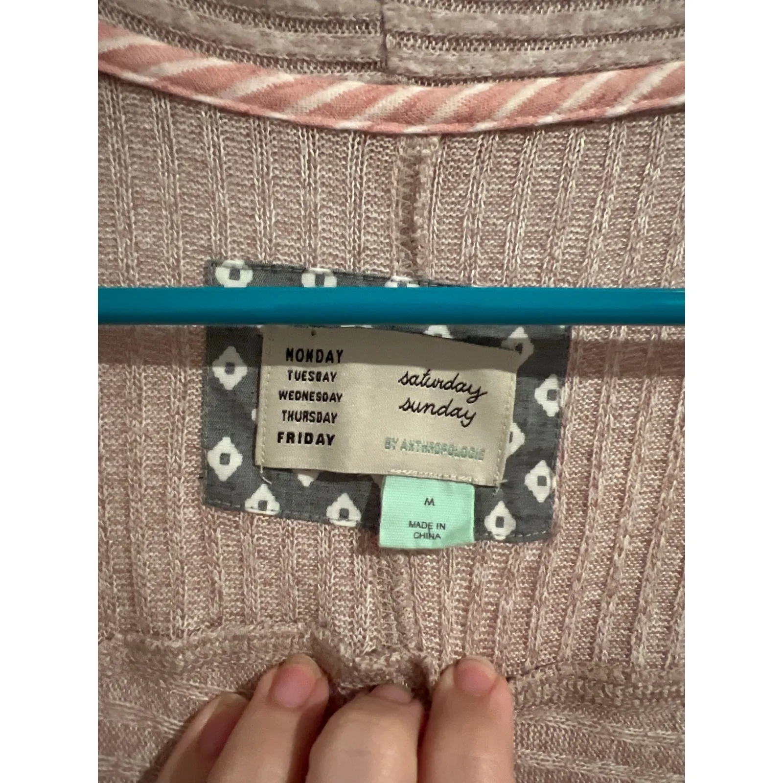 Saturday/Sunday by Anthropologie Ribbed Long Cardigan M Beige/Pink Undertone - Image 4