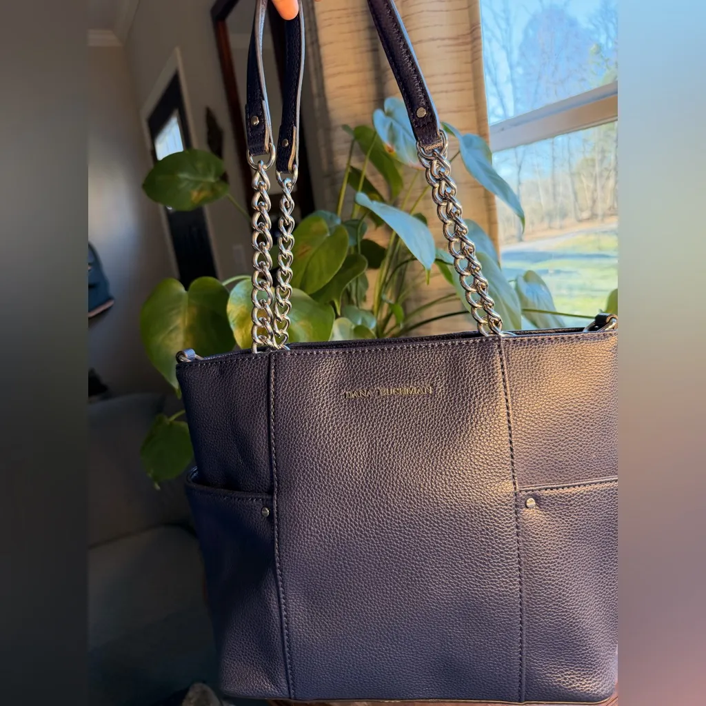 Dana Buchman Navy Tote with Silver Accents - Image 7