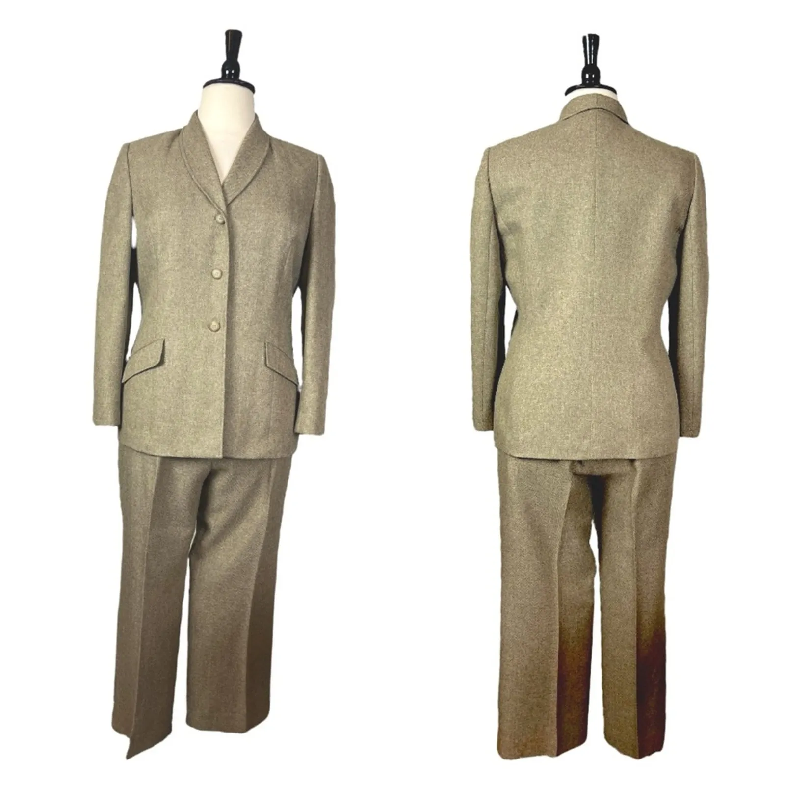 Le Suit Retro Pant Suit Set 3 Button Shawl Collar Blazer Tan Women’s Size 16 - Image 14
