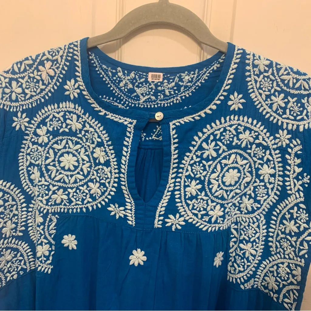 Mexican Aqua Embroidered Mini Dress. 2592 Blue Size undefined - Image 4