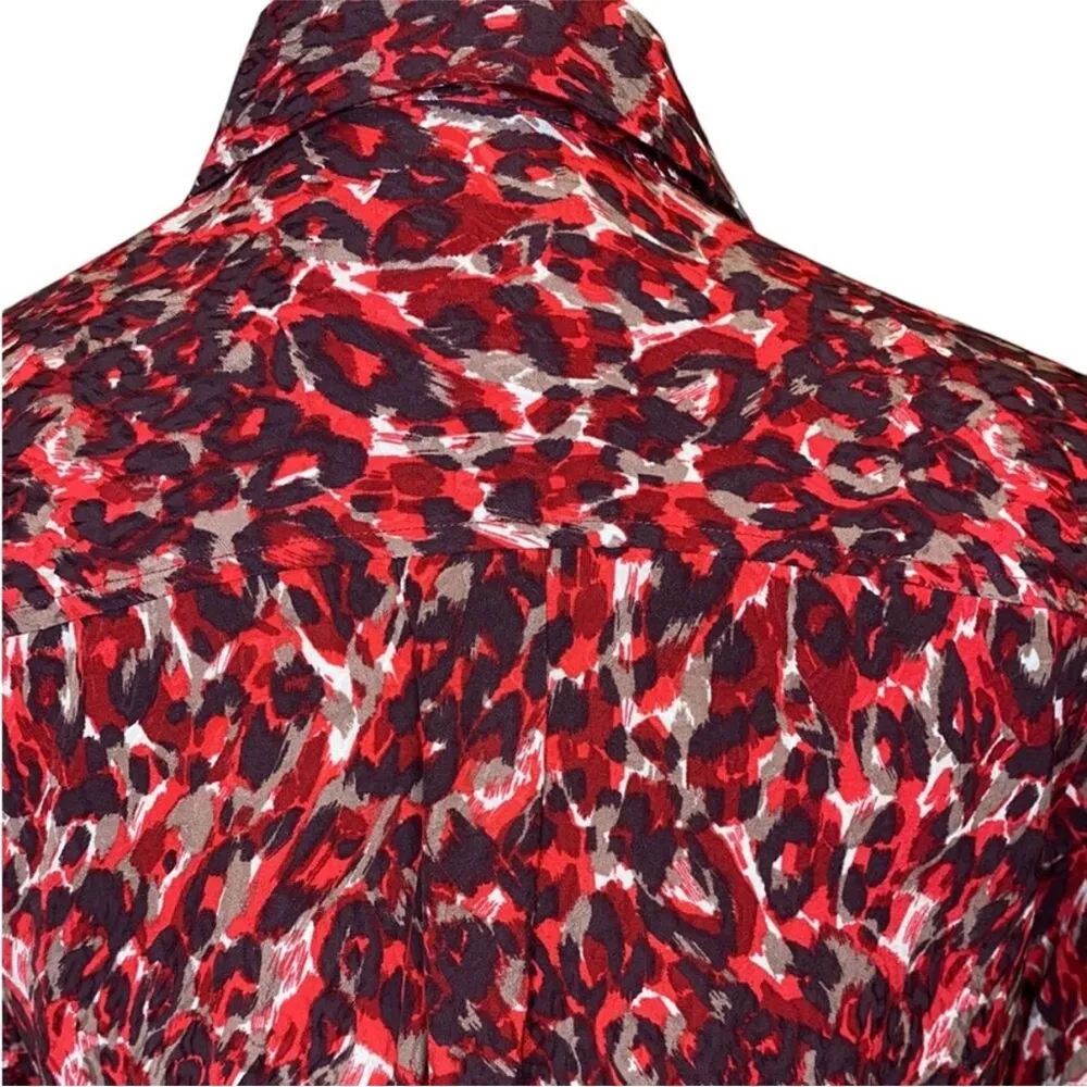 NWT Equipment Femme Red Leopard Viscose Button Down Blouse Top Shirt Size Small - Image 8