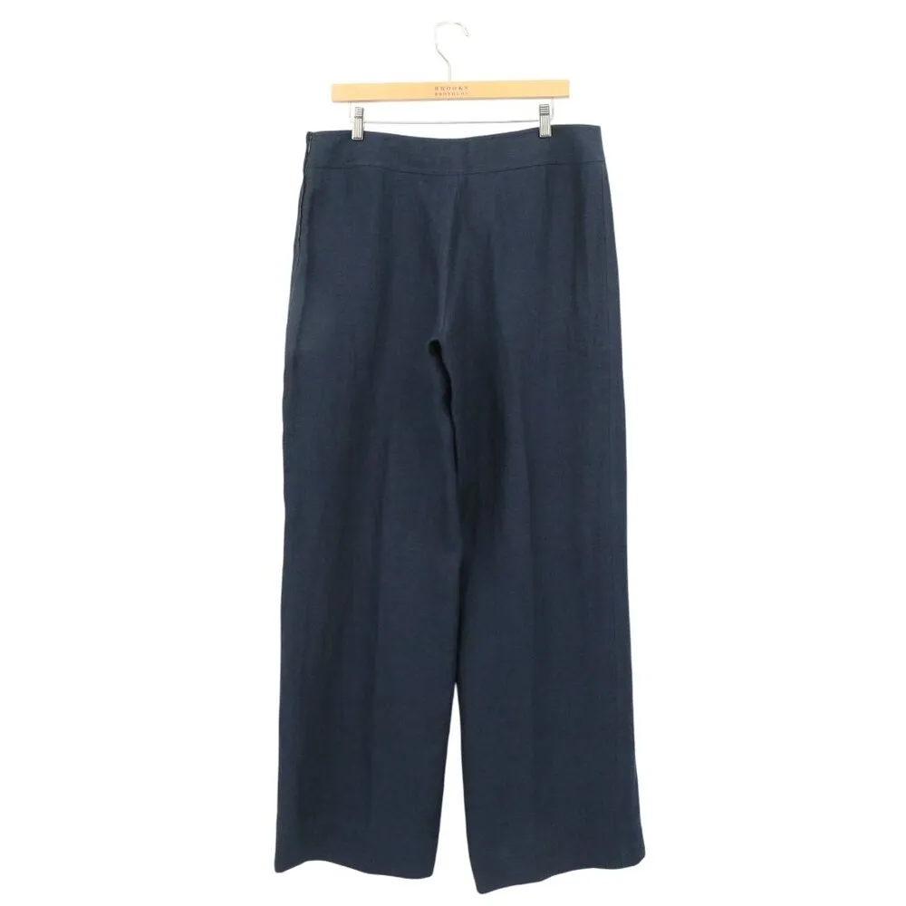 NWT Lida Baday Wide Leg Linen Banded Pants Midnight Navy Blue 14 - Image 4