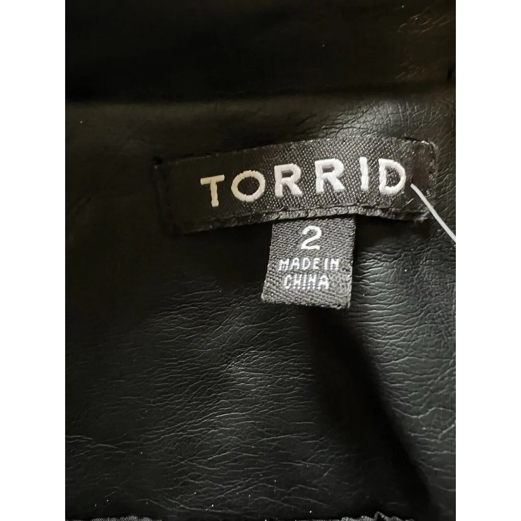 Torrid 2 Moto Jacket Women Cropped Black Floral‎ Faux Leather Designer Modern - Image 3