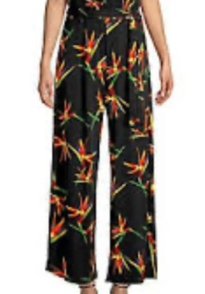 Tahari Wide Leg Jumpsuit Black Bird of Paradise Plus Size XXL New w/Tag - Image 4