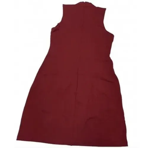 BB Dakota Dress Womens Small Red Bales Sleeveless Mock Neck Sheath - Image 4