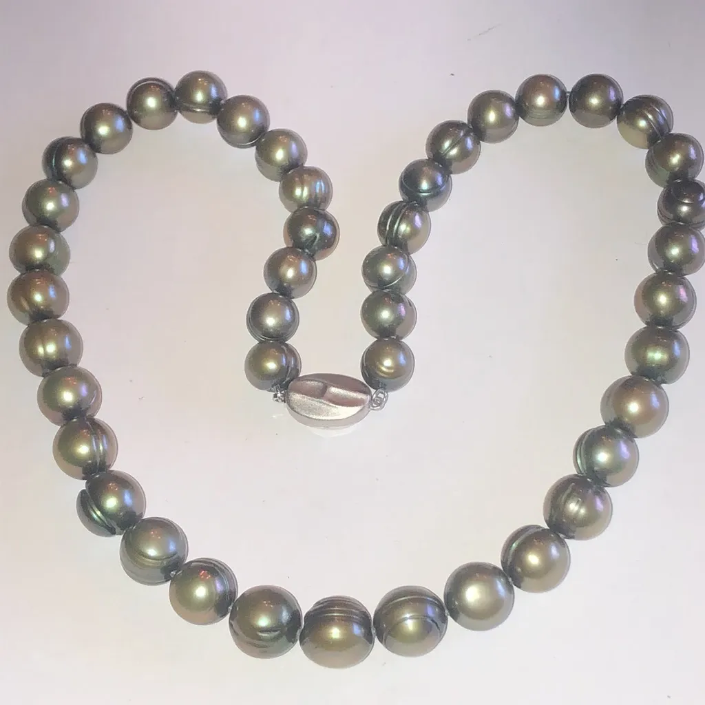 Honora 925 Genuine Cultured Freshwater Elegant Pearl Necklace Green - Image 3