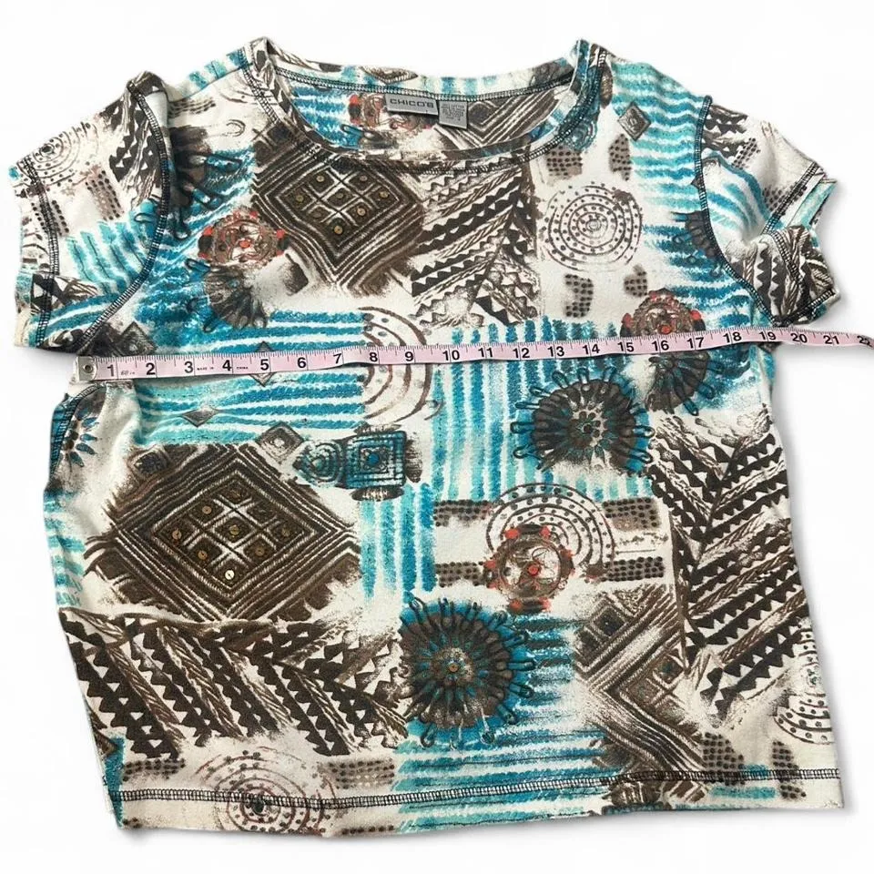 Vintage Chicos‎ Printed/Embellished Top - Image 5