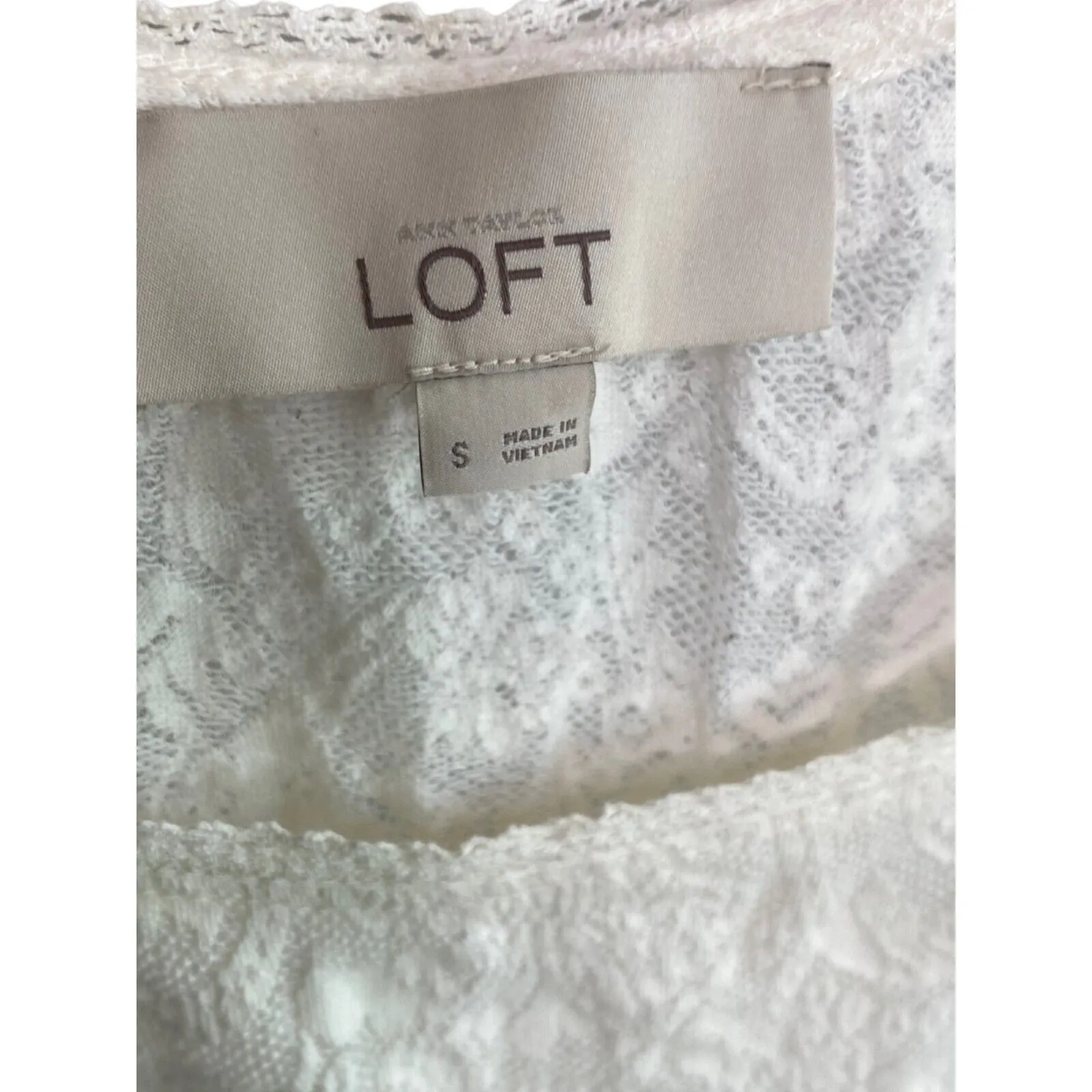 Ann Taylor LOFT Floral Laced Long Sleeve Top Stretch Small Ivory White #4258 - Image 7