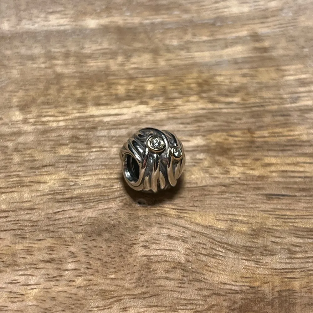 Pandora Woven Together Sterling Silver w/ 14K Gold & Diamonds Charm RETIRED - Image 2