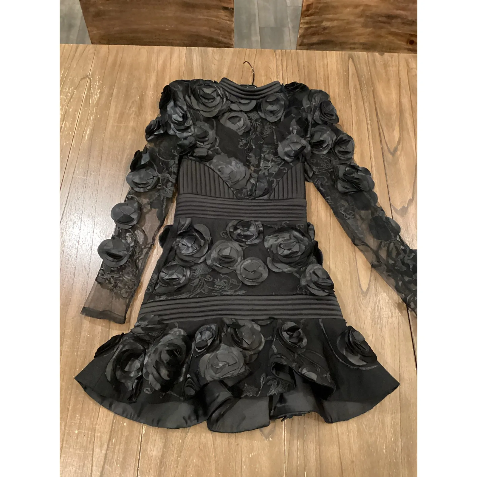 Zhivago THE VENDETTA Embellished Floral Mesh Minidress black size 2 - Image 9