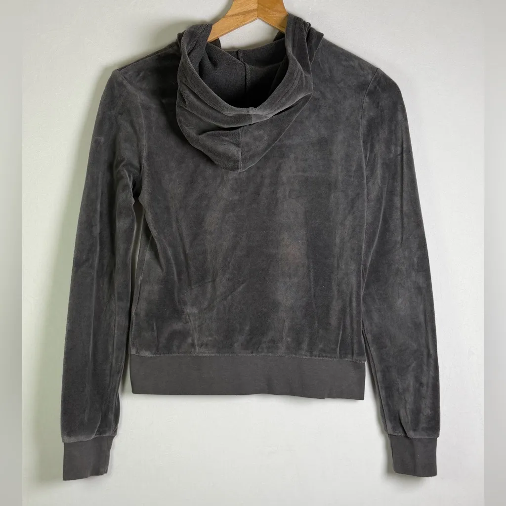 Vintage Y2K Women’s Juicy Couture Velour Zip Hoodie Gray Size XS McBling - Image 6